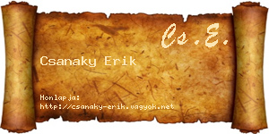 Csanaky Erik névjegykártya